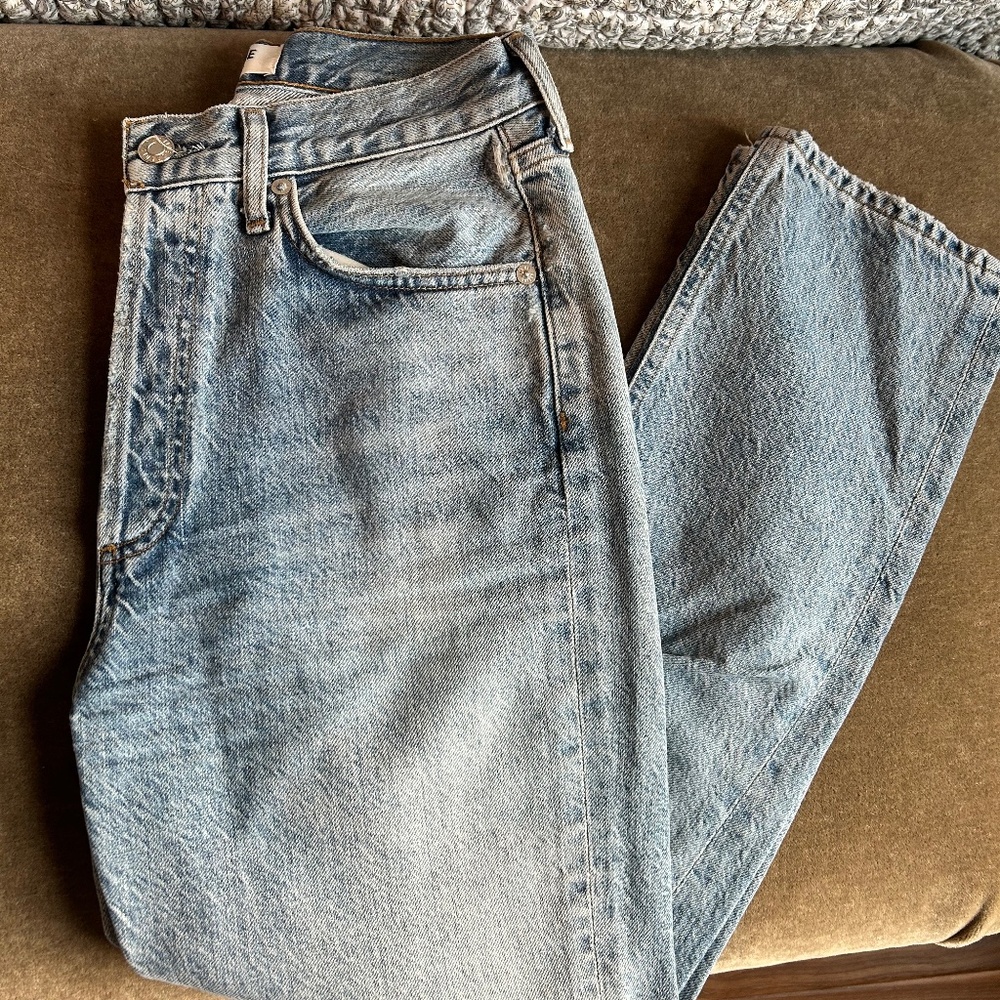Agolde Riley High Rise Straight Crop Jeans in Blur
